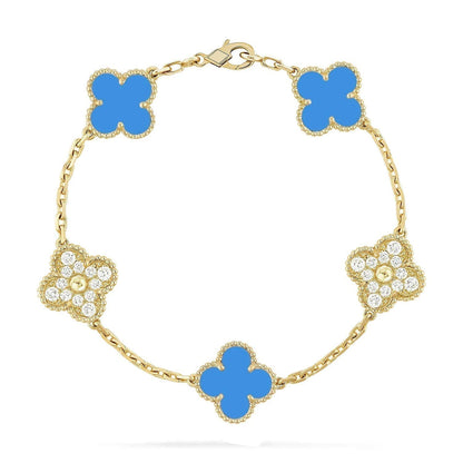 [OAKJURI Jewelry] CLOVER 5 MOTIF BLUE AGATE BRACELET COLLECTION