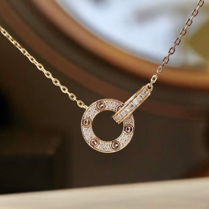 [OAKJURI Jewelry] LOVE  FULL DIAMOND PENDANT NECKLACE