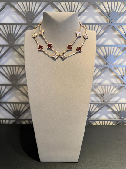 [OAKJURI Jewelry]CLOVER 20 MOTIFS LASER CARNELIAN NECKLACE
