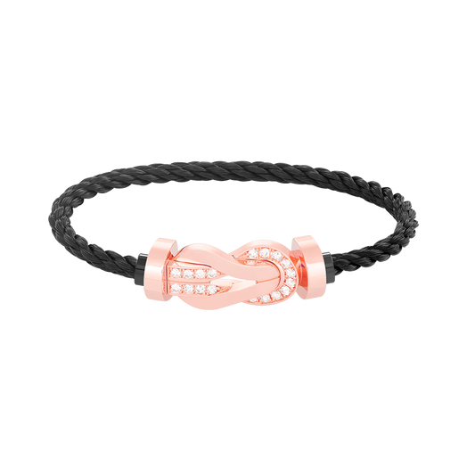 [OAKJURI Jewelry]CHANCE LARGE 8 FIGURE BUCKLE HALF DIAMOND BRACELET ROSE GOLD