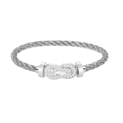 [OAKJURI Jewelry]CHANCE LARGE 8 FIGURE BUCKLE HALF DIAMOND BRACELET SILVER
