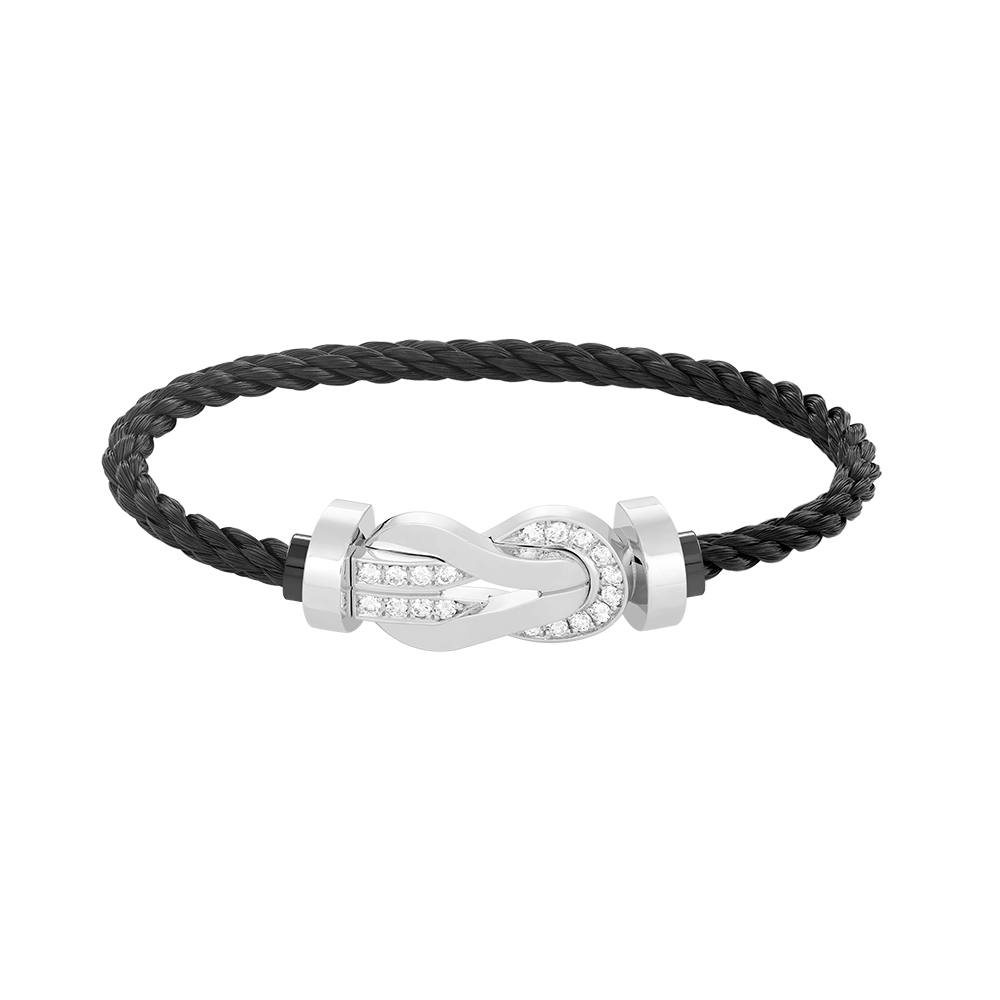 [OAKJURI Jewelry]CHANCE LARGE 8 FIGURE BUCKLE HALF DIAMOND BRACELET SILVER