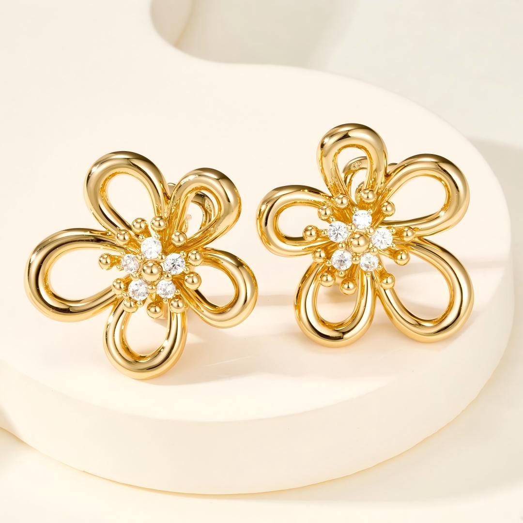 [OAKJURI Jewelry] FLOWERLACE EARRING 5 DIAMONDS