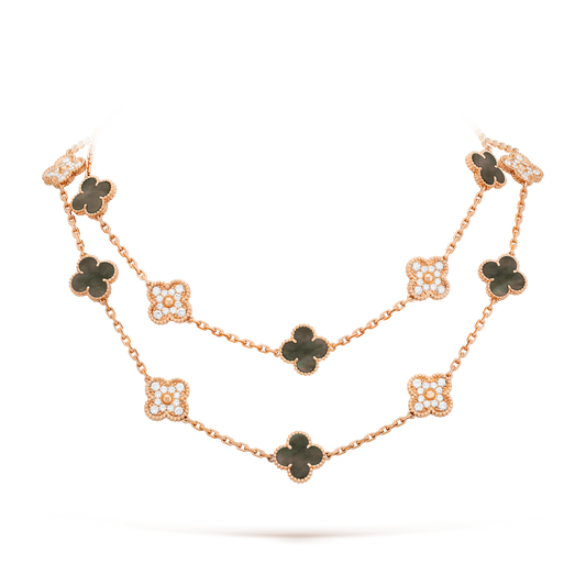 [OAKJURI Jewelry]CLOVER 20 MOTIFS DARK MOP DIAMOND  NECKLACE