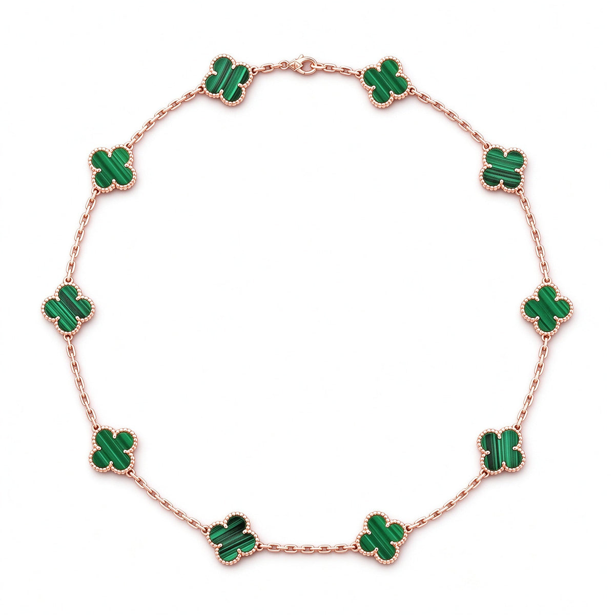 [OAKJURI Jewelry]CLOVER 10 MOTIFS MALACHITE NECKLACE