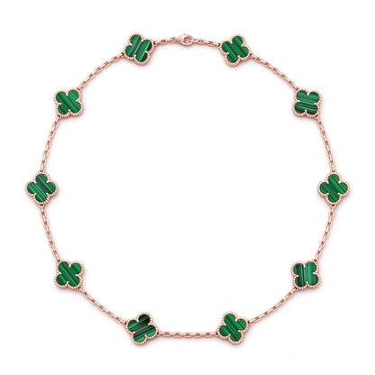 [OAKJURI Jewelry]CLOVER 10 MOTIFS MALACHITE NECKLACE