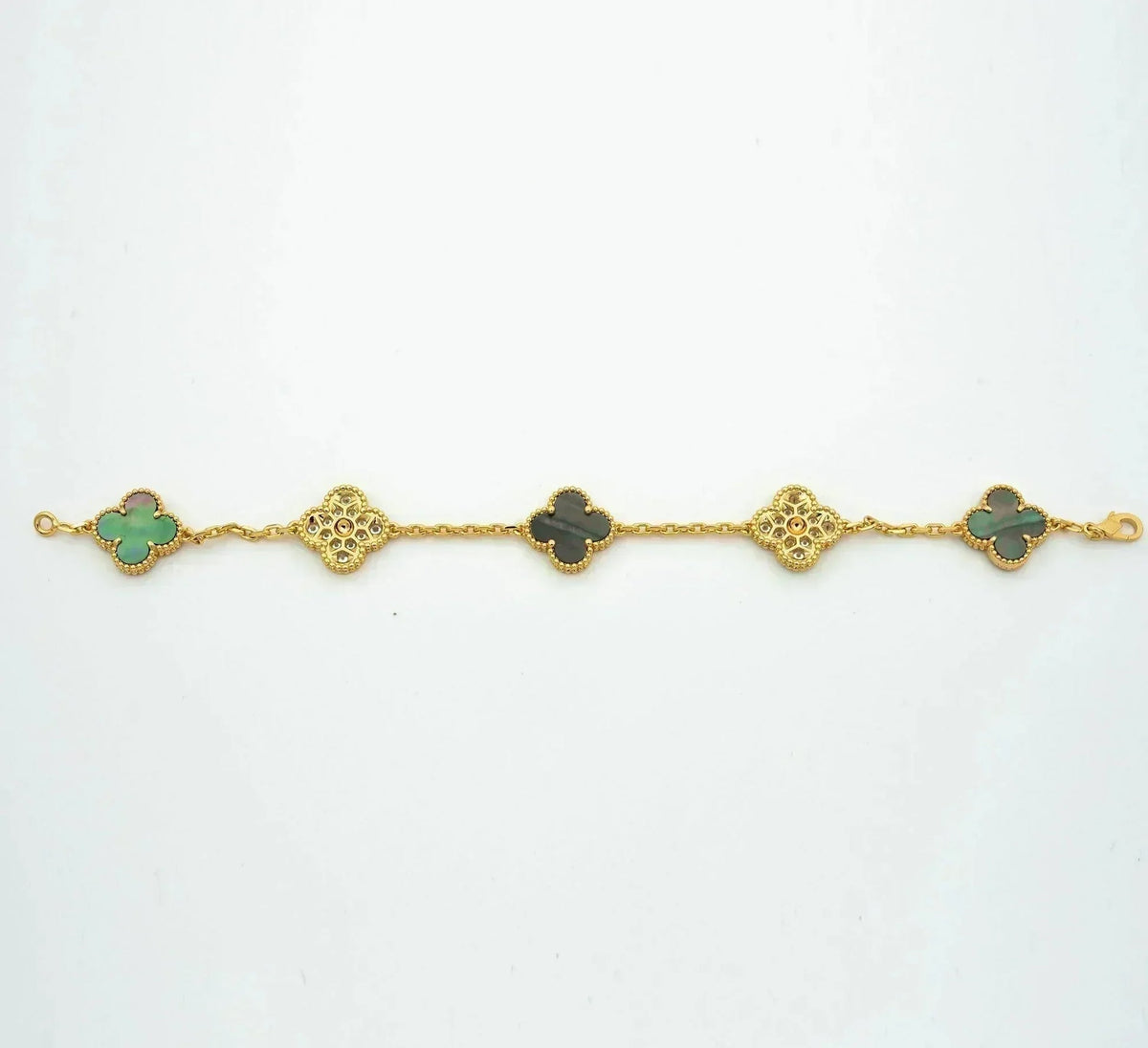 [OAKJURI Jewelry] CLOVER 5 MOTIF GRAY MOP BRACELET COLLECTION