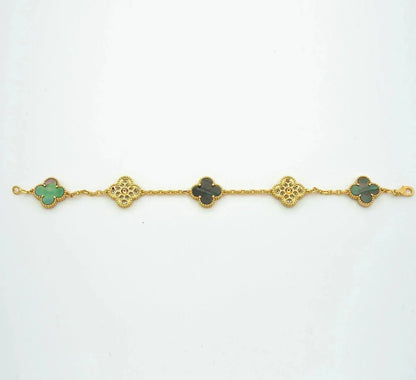 [OAKJURI Jewelry] CLOVER 5 MOTIF GRAY MOP BRACELET COLLECTION