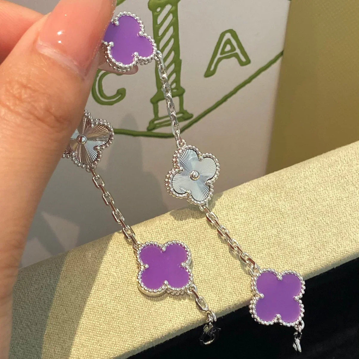[OAKJURI Jewelry] CLOVER 5 MOTIF VIOLET BRACELET COLLECTION