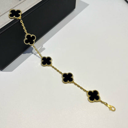 [OAKJURI Jewelry] CLOVER 5 MOTIF ONYXS BRACELET COLLECTION