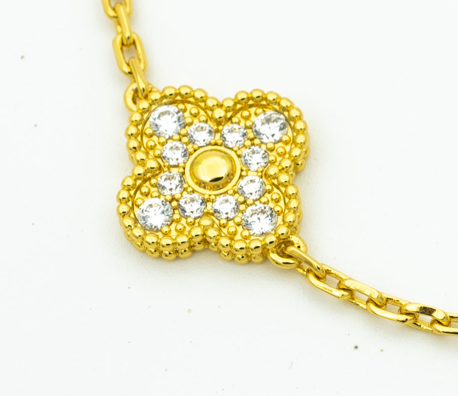 [OAKJURI Jewelry] CLASH & Clover Laser 5-Motif & LOVE Brushed Bracelet Stack Set