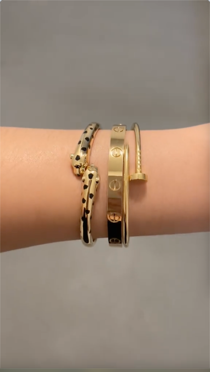[OAKJURI Jewelry] Panthère & LOVE  & JUSTE  Diamond Bracelet Stack Set