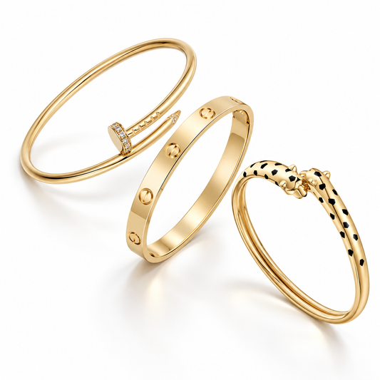 [OAKJURI Jewelry] Panthère & LOVE  & JUSTE  Diamond Bracelet Stack Set