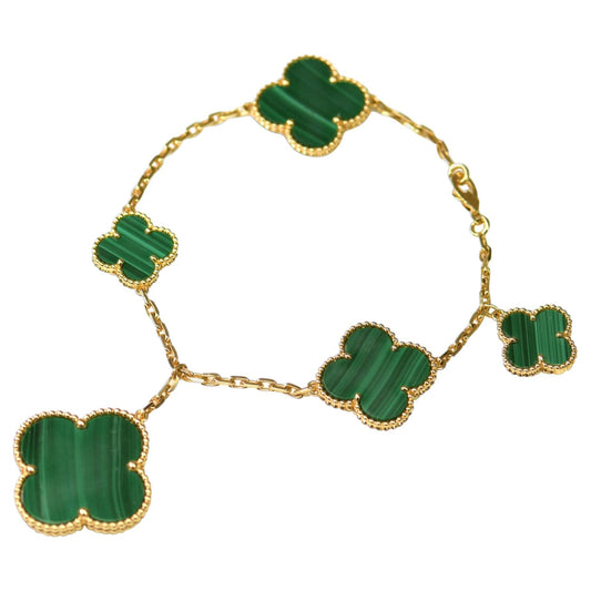 [OAKJURI Jewelry]MAGIC CLOVER MALACHITE GOLD BRACELET 5 MOTIFS