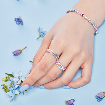 [Lumi Jewellery]Dainty Kaleidoscopic Emerald Cut Daily Ring