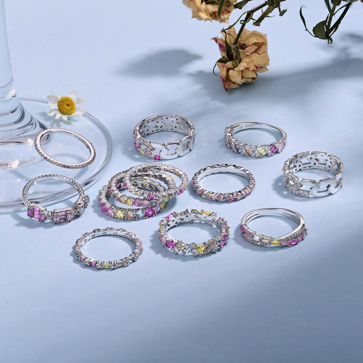 [Lumi Jewellery]Sparkling Colorful Round Cut Tennis Ring