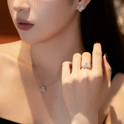 [Lumi Jewellery]Elegant Flower Shape Pear Cut Necklace