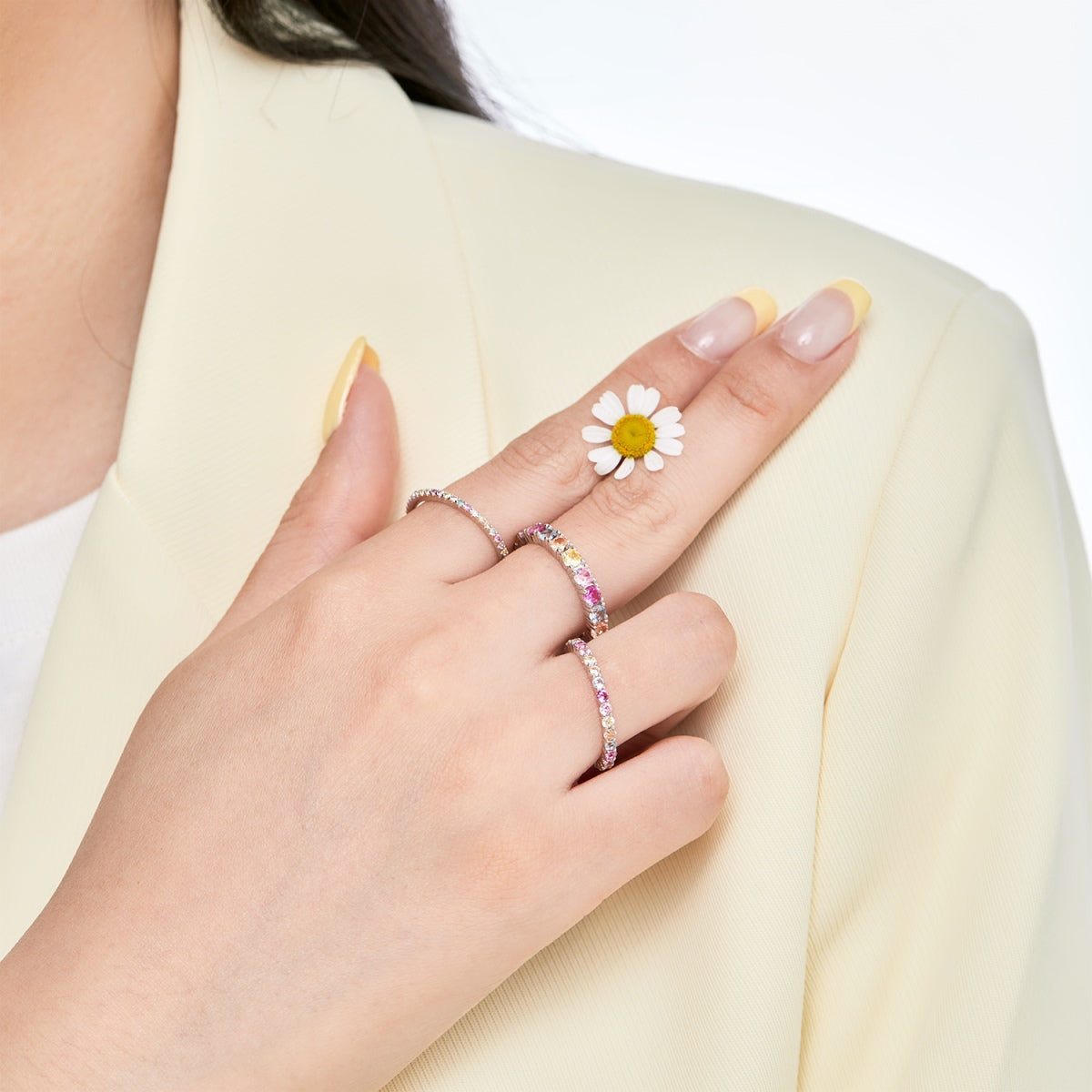 [Lumi Jewellery]Ornate Colorful Round Cut Tennis Ring