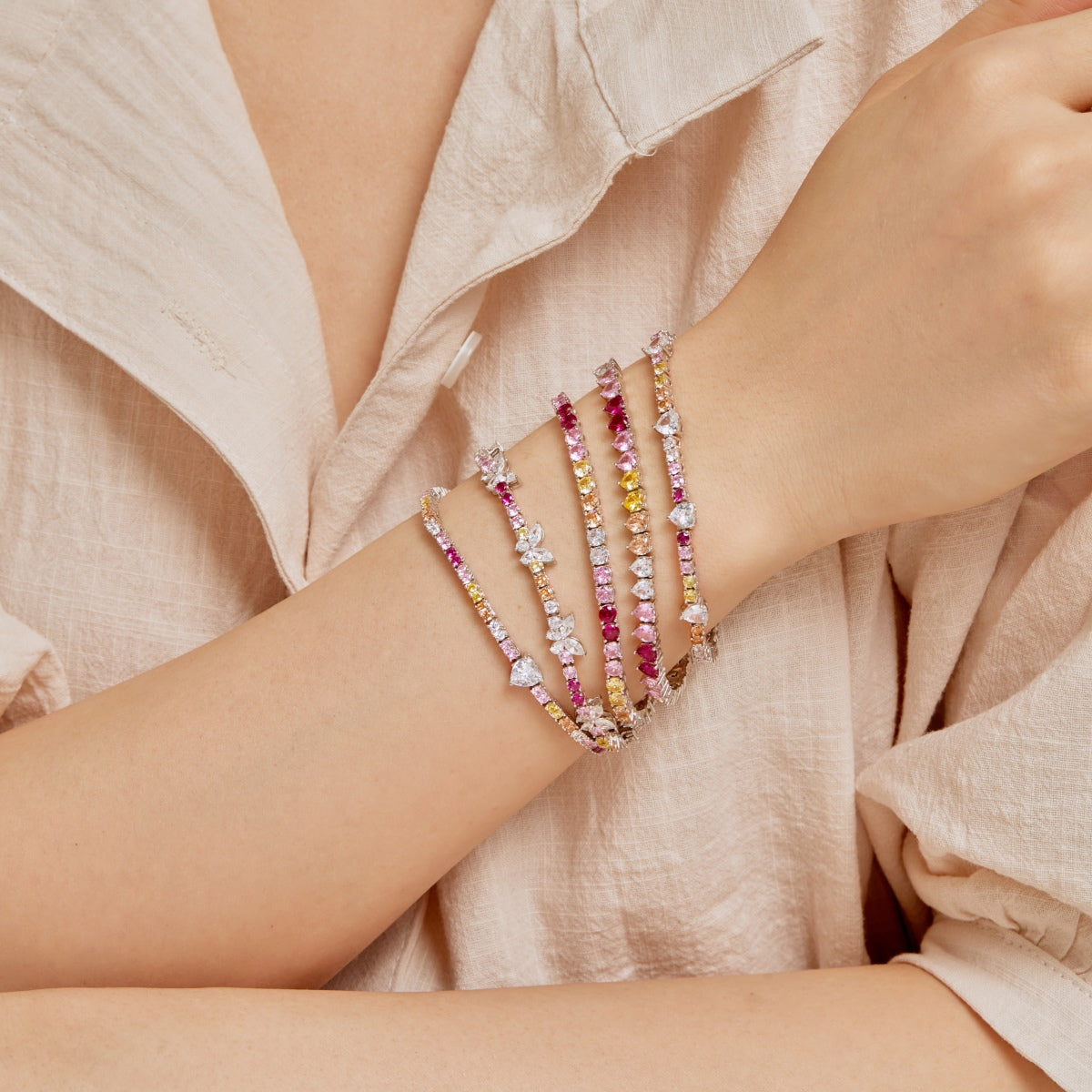 [Lumi Jewellery]Luxurious Colorful Romantic Heart Shape Lover Bracelet