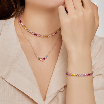 [Lumi Jewellery]Luxurious Colorful Romantic Heart Shape Lover Bracelet
