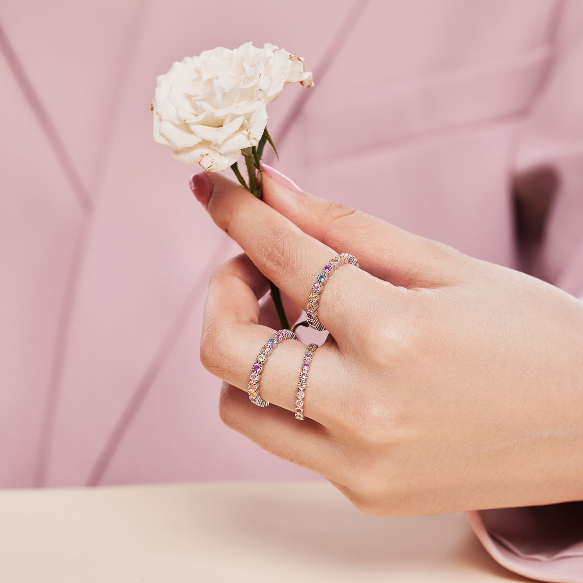 [Lumi Jewellery]Radiant Sparkling Round Cut Daily Ring