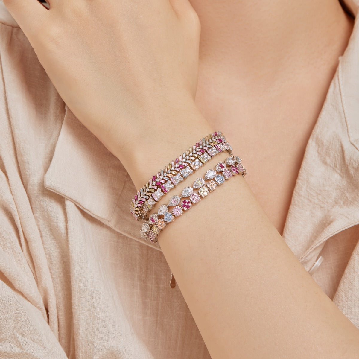 [Lumi Jewellery]0.25 Carat Radiant Water Drop Shape Daily Bracelet
