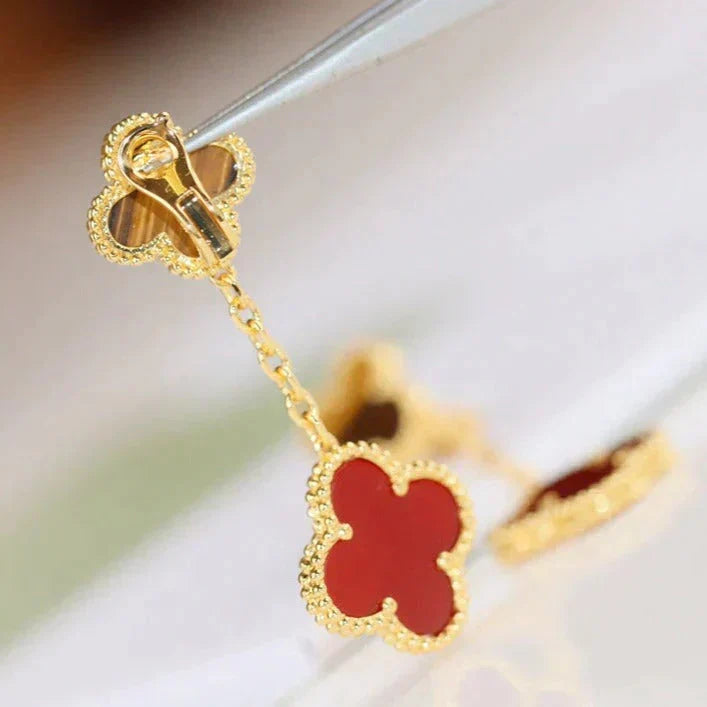 [OAKJURI Jewelry]CLOVER  2 MOTIF  TIGER EYE CARNELIAN EARRINGS