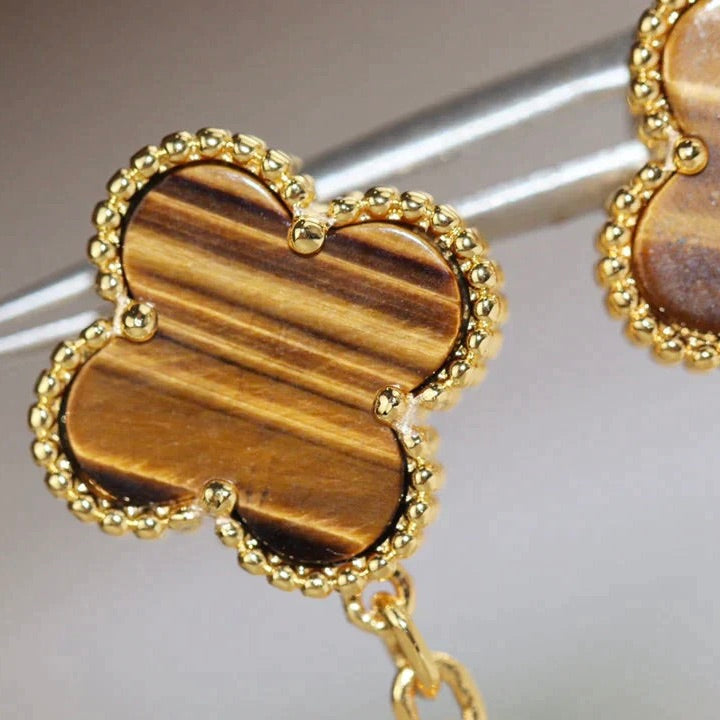 [OAKJURI Jewelry]CLOVER  2 MOTIF  TIGER EYE CARNELIAN EARRINGS