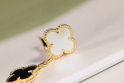 [OAKJURI Jewelry]CLOVER EARRINGS GOLD ONYX MOP 3 MOTIF