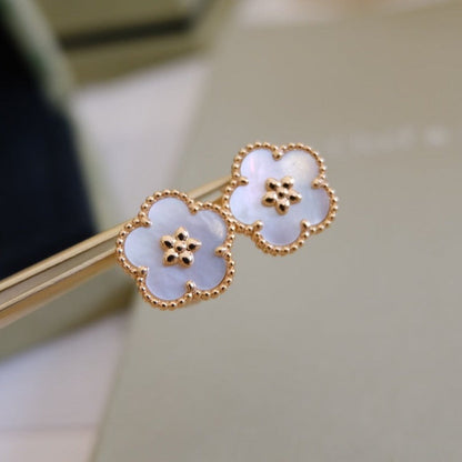 [OAKJURI Jewelry]LUCKY PINK GOLD WHITE MOP EARRINGS