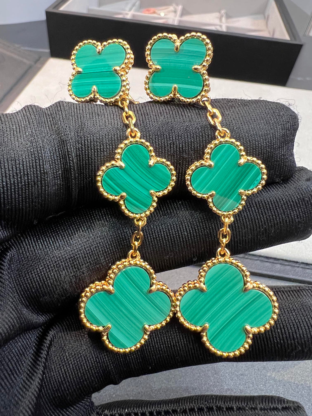 [OAKJURI Jewelry]CLOVER MALACHITE 3 MOTIFS GOLD