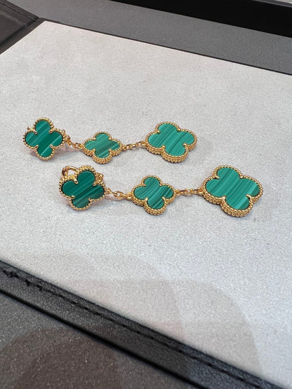 [OAKJURI Jewelry]CLOVER MALACHITE 3 MOTIFS GOLD