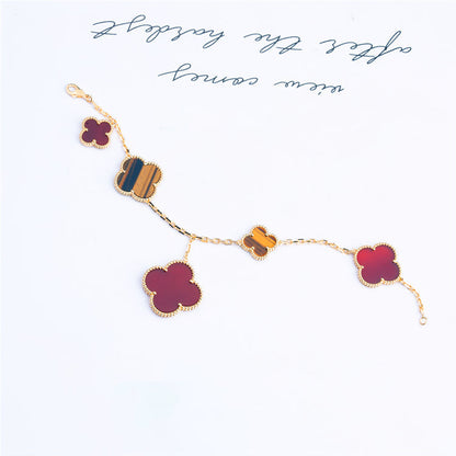 [OAKJURI Jewelry]CLOVER BRACELET 5 MOTIFS CARNELIAN TIGER EYE
