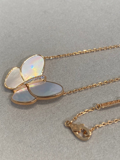 [OAKJURI Jewelry]BUTTERFLY GOLD MOP DIAMOND NECKLACE