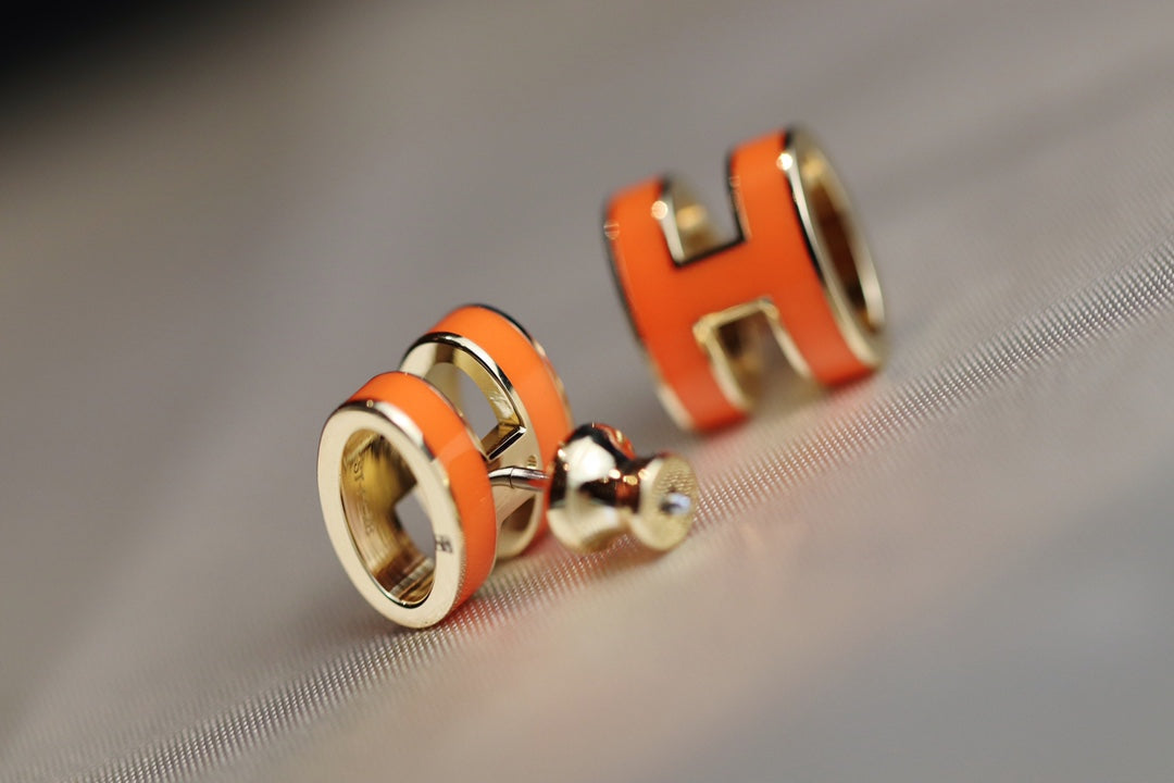 [OAKJURI Jewelry]MINI POP H EARRINGS ORANGE