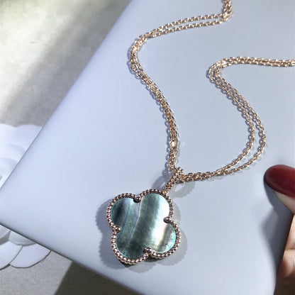 [OAKJURI Jewelry]CLOVER 25MM GOLD DARK MOP BIG CLOVER NECKLACE