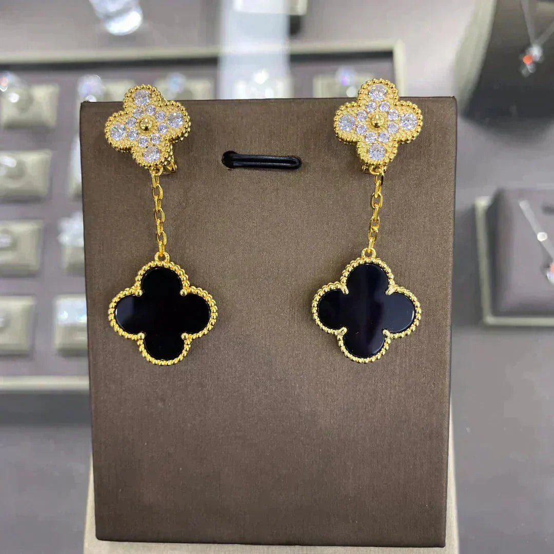 [OAKJURI Jewelry]CLOVER  2 MOTIFS  DIAMOND  EARRINGS (MULTIPLE CHOICESç´