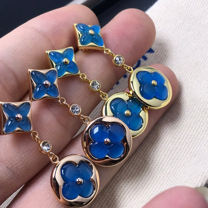 [OAKJURI Jewelry]STAR AND SUN AGATE DIAMOND EARRINGS