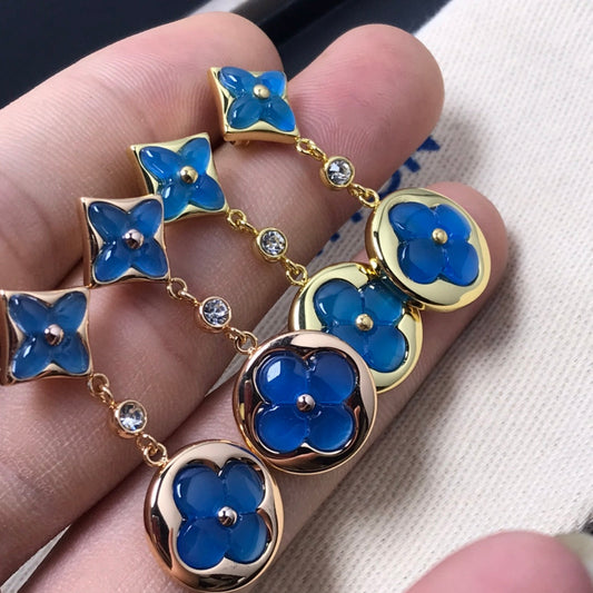 [OAKJURI Jewelry]STAR AND SUN AGATE DIAMOND EARRINGS