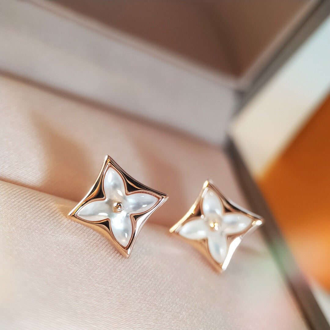 [OAKJURI Jewelry]STAR MOP PINK GOLD EARRINGS