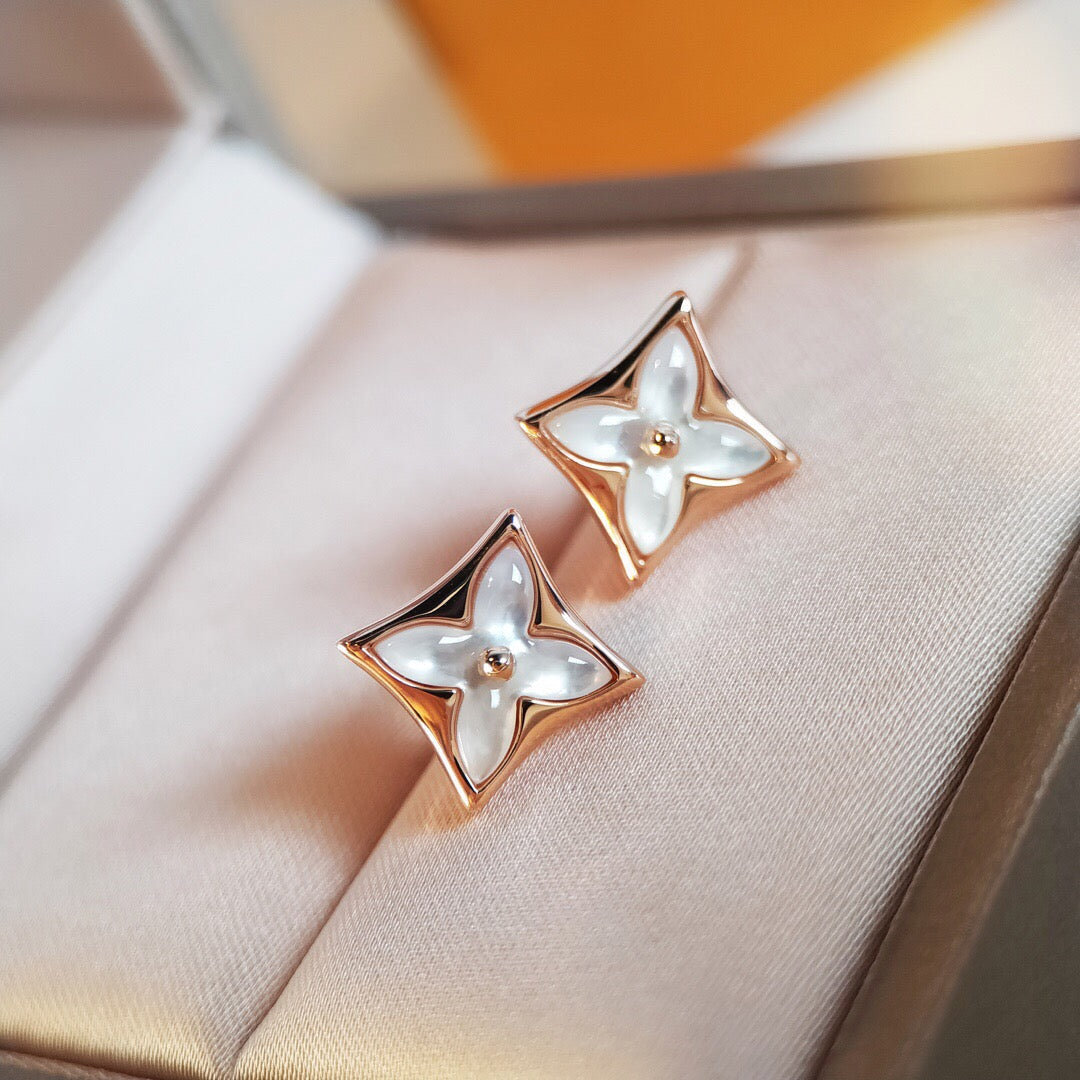 [OAKJURI Jewelry]STAR MOP PINK GOLD EARRINGS