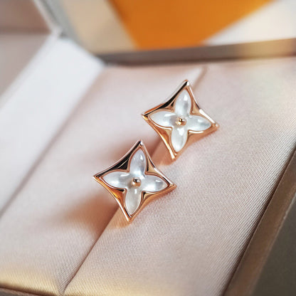 [OAKJURI Jewelry]STAR MOP PINK GOLD EARRINGS