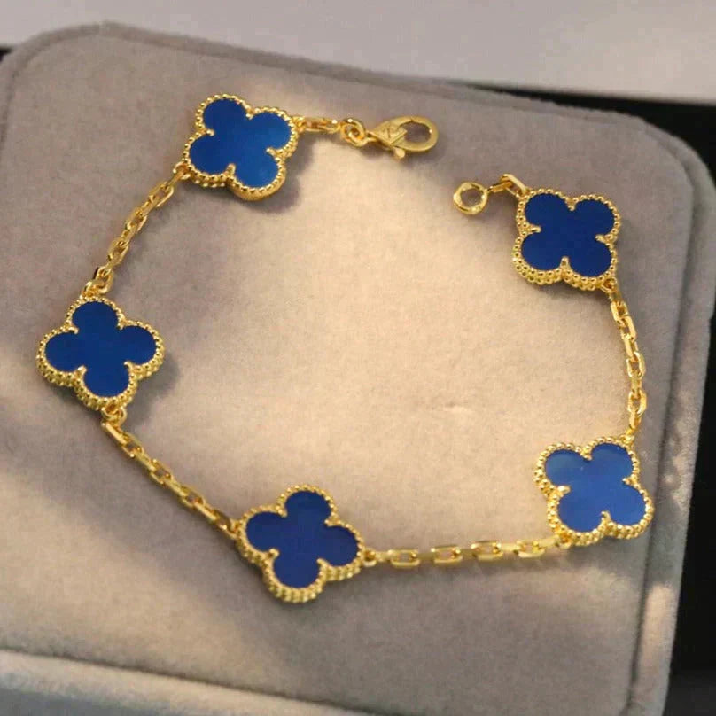 [OAKJURI Jewelry] CLOVER 5 MOTIF BLUE AGATE BRACELET COLLECTION