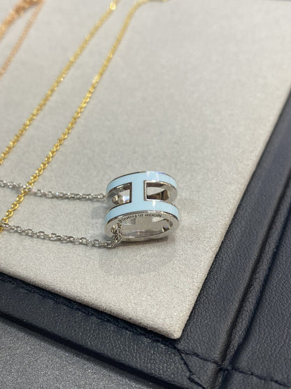 [OAKJURI Jewelry]POP H LIGHT BLUE NECKLACE