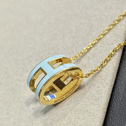 [OAKJURI Jewelry]POP H LIGHT BLUE NECKLACE