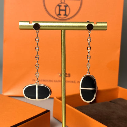 [OAKJURI Jewelry]CHAINE VERSO BLACK CERAMIC EARRINGS