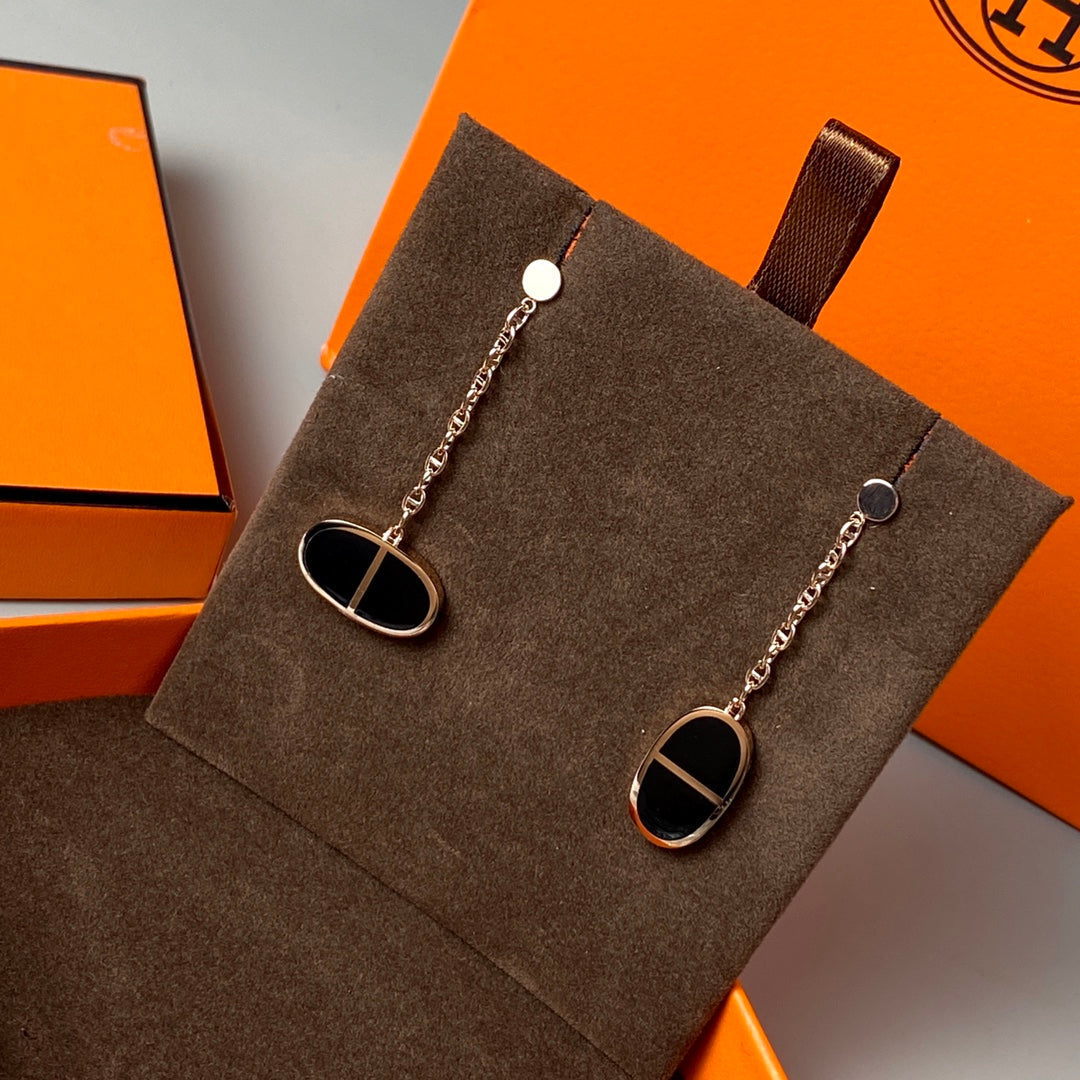 [OAKJURI Jewelry]CHAINE VERSO BLACK CERAMIC EARRINGS