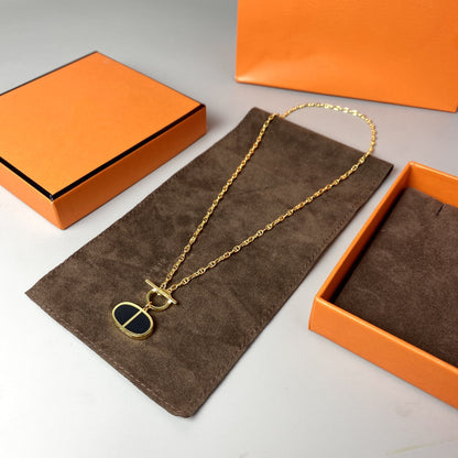 [OAKJURI Jewelry]CHAINE VERSO BLACK CERAMIC NECKLACE