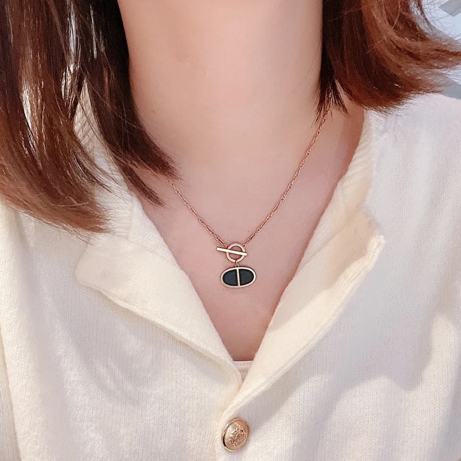 [OAKJURI Jewelry]CHAINE VERSO BLACK CERAMIC NECKLACE