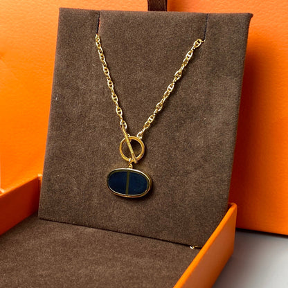 [OAKJURI Jewelry]CHAINE VERSO BLACK CERAMIC NECKLACE